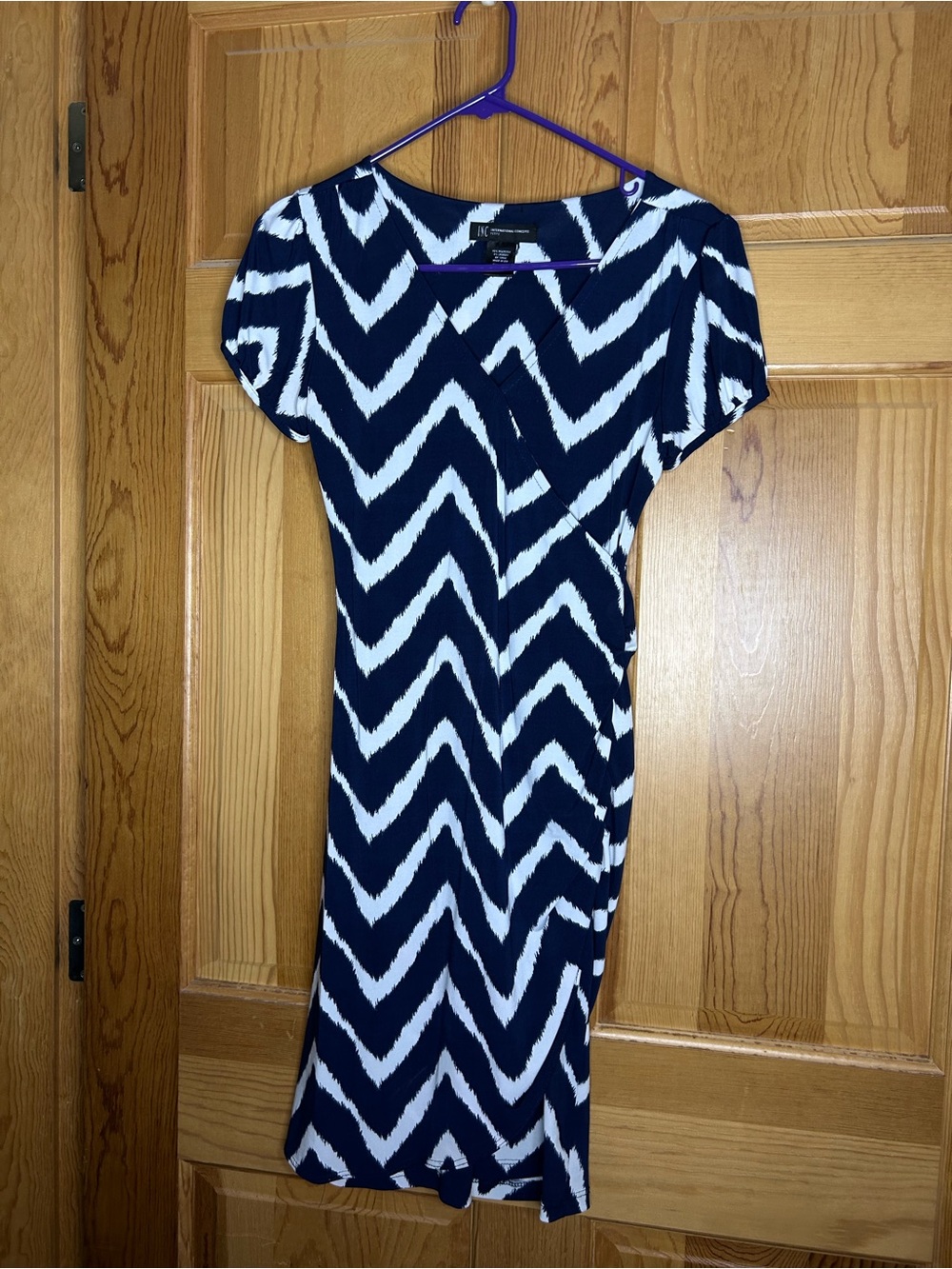 INC International Concepts Navy & White Chevron Midi Dress